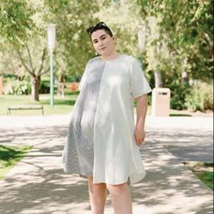 Nettle’s Tale Pender dress linen cotton stripe & crème 1X